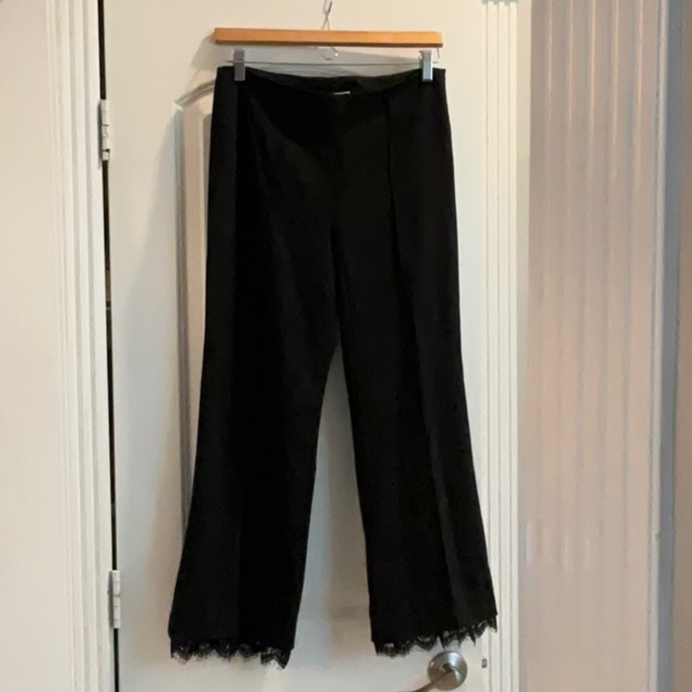 Black Lace Trim Pants